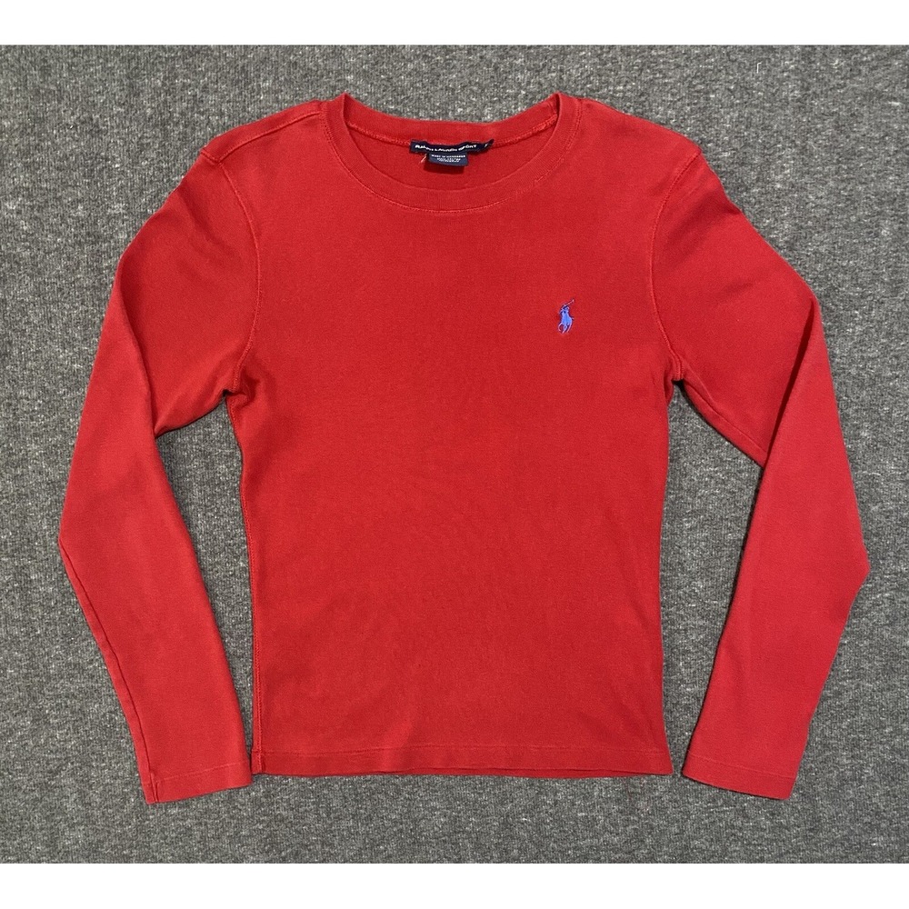 Ralph Lauren T Shirt Women's Red Slim Fit Casual Long Sleeve Size M